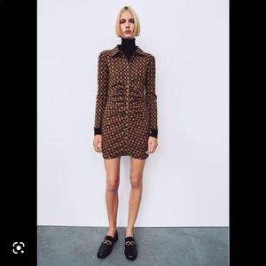 Zara Rushed Checkered Dress